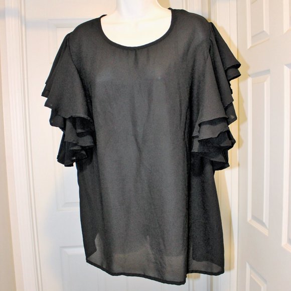 Live 4 Truth Ruffle Sleeve Sheer Blouse - Picture 4 of 6